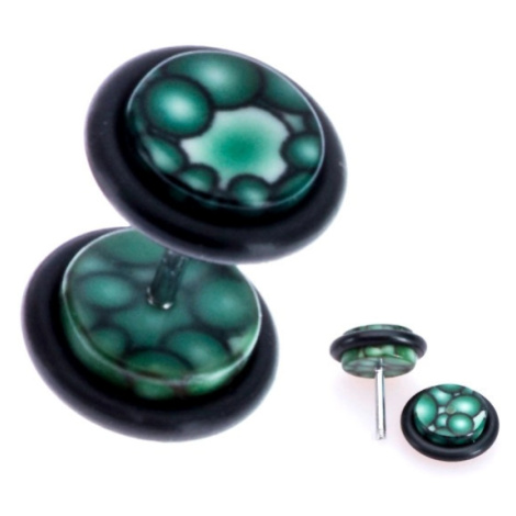 Zelený fake plug z akrylu - motiv bublinek na kolečku Šperky eshop