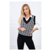 Houndstooth sweater without sleeves black