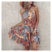 Letní šaty s barevným potiskem a vázáním kolem krku