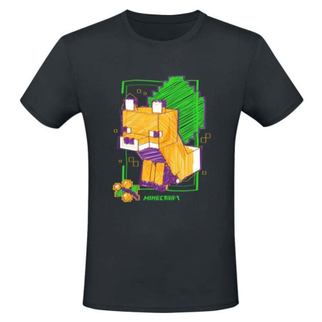Minecraft Drawn Fox Tričko černá
