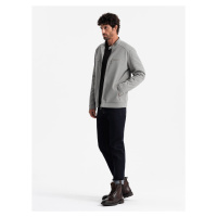 Ombre Men's biker jacket with pockets and collar - grey