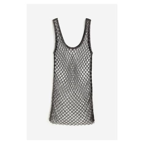 H & M - Síťované plážové šaty's korálky - černá H&M