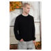 Trendyol Black Regular Crew Neck Textured Knitwear Sweater