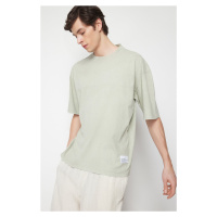 Trendyol Mint Oversize/Wide Cut Stitched Label Faded Effect 100% Cotton T-Shirt