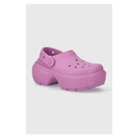 Pantofle Crocs Stomp Slide dámské, fialová barva, na platformě, 209347