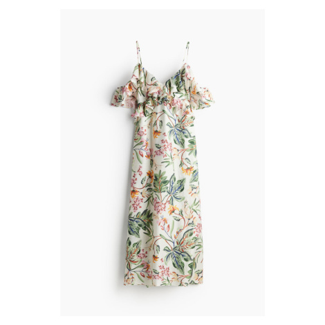 H & M - Volánkové šaty's odhalenými rameny - bílá H&M