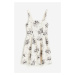 H & M - Šaty z lněné směsi's rozšířenou sukní - bílá