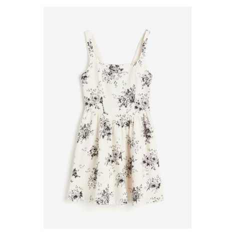 H & M - Šaty z lněné směsi's rozšířenou sukní - bílá H&M