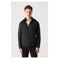 Avva Men's Anthracite Hooded Collar Coat with Side Pockets