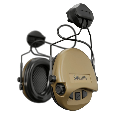 Elektronické chrániče sluchu Supreme Mil-Spec AUX Sordin®, ARC Rail Helmet – Písková