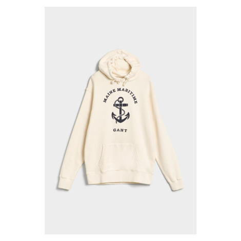 MIKINA GANT D2. MARITIME HOODIE CREAM