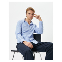 Koton Classic Shirt Slim Fit Half Italian Collar Buttoned Long Sleeve