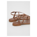 Kožené sandály Emporio Armani dámské, hnědá barva