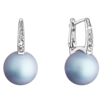 Evolution Group Stříbrné náušnice visací se Swarovski perlou a krystaly 31301.3 světle modré