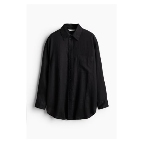 H & M - Oversized lněná košile - černá H&M