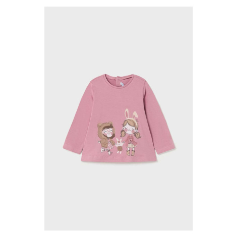Kojenecké tričko s dlouhým rukávem Mayoral růžová barva