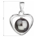Stříbrný přívěsek s šedou Swarovski perlou srdce 34246.3