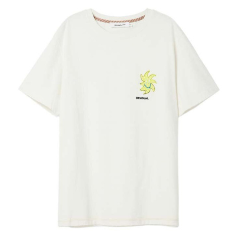 Bavlněné tričko Desigual bílá barva, s potiskem
