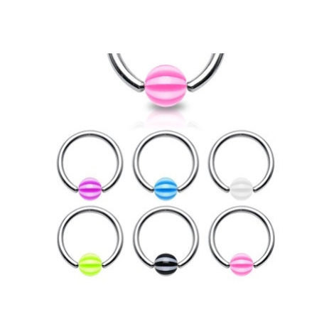 Piercing - kroužek s páskovanou kuličkou - Rozměr: 1,6 mm x 12 mm x 5x5 mm, Barva piercing: Růžo Šperky eshop
