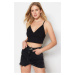 Trendyol Black Cotton Strap V-neck Flexible Knitted Bustier