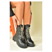 Fox Shoes Black Stone Laced Women's Ankle Boots