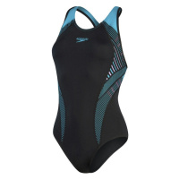 Dámské plavky speedo placement laneback black/aquarium/miami lilac