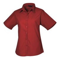 Premier Workwear Dámská košile s krátkým rukávem PR302 Burgundy -ca. Pantone 216