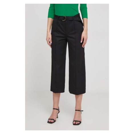 Kalhoty Lauren Ralph Lauren dámské, černá barva, široké, high waist, 200876606