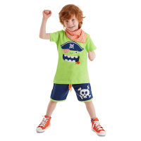 Denokids 3D Green Pirate Children's Summer T-shirt Shorts Bandana Set