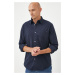 Košile Tommy Hilfiger pánská, tmavomodrá barva, regular, s klasickým límcem