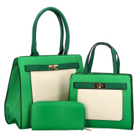 Luxusní sada: Kabelka přes rameno, kabelka do ruky a peněženka Gavrila, zelená