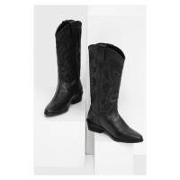 Westernové kožené boty Answear Lab dámské, černá barva, na podpatku, lehce zateplené