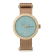 Béžovo-modré dřevěné hodinky s textilním řemínkem pro dámy
