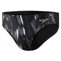 Pánské plavky speedo allover 7cm brief black/usa charcoal/white