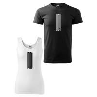 DOBRÝ TRIKO Tílko a tričko pro pár s potiskem POŠ-UCI Barva: Černé pánské tričko + Bílé dámské t