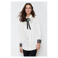 Trendyol Stone Lace Detailed Satin Woven Shirt
