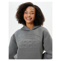 Koton Republic Sweatshirt Crop Hooded Emboss Printed Comfort Fit 100th Anniversary Special