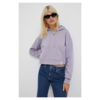 Mikina Calvin Klein Jeans dámská, fialová barva, s kapucí, hladká