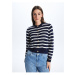 LC Waikiki Crew Neck Striped Long Sleeve Women's Knitwear Cardigan