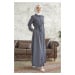 InStyle Linny Buttoned Shirt Collar Abaya - Anthracite
