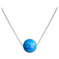 Evolution Group Stříbrný náhrdelník se syntetickým opálem modrý kulatý 12044.3