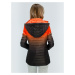 Bunda ombre s kapucí v oranžově-černé barvě (W616)