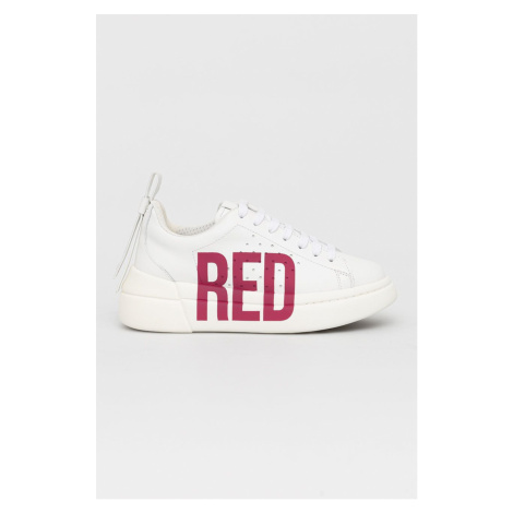 Kožené boty Red Valentino bílá barva, na platformě