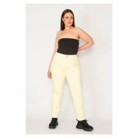 Şans Women's Plus Size Yellow 5 Pockets Relaxed Cut Lycra Free Jeans