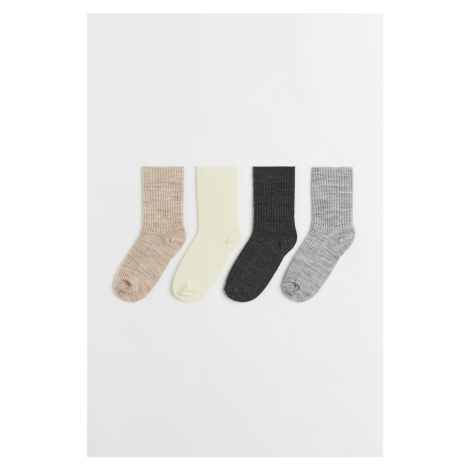 H & M - 4 páry ponožek z vlněné směsi - šedá H&M