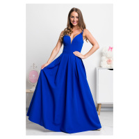 Modré dlouhé společenské šaty