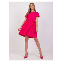 Fuchsiové šaty Dita s krátkým rukávem -fuchsia pink Tmavě růžová