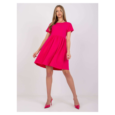 Fuchsiové šaty Dita s krátkým rukávem -fuchsia pink Tmavě růžová Rue Paris