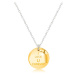 Stříbrný náhrdelník 925 - medailónek ve zlatém odstínu, nápis "I LOVE U FOREVER", zirkonová leží