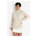 Trendyol Stone Wide Pattern Soft Textured High Collar Knitwear Sweater